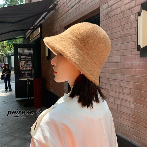 stingy brim hats peiresa-dome cotton solid color fisherman hat leisure couple outdoor sun winter warm camel womens 2021, Blue;gray